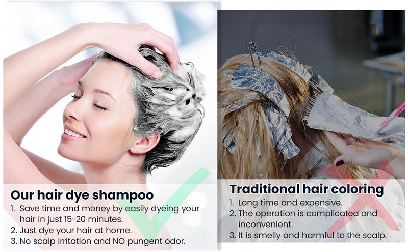 ميدو شامبو صبغ الشعر (3 في 1). تغطية كاملة للشعر الرمادي بنسبة 100%، شامبو صبغ شعر فوري للنساء والرجال، مصنوع من مكونات عشبية طبيعية. 500 مل (أسود) - Image 4